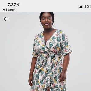 Asos Curve Plus Wrap Dress in Tropical Print